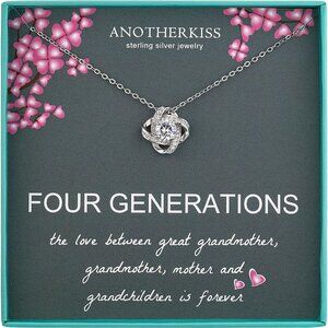 Generations Necklace Sterling Silver 4-Generation Gift for Great Grandmother